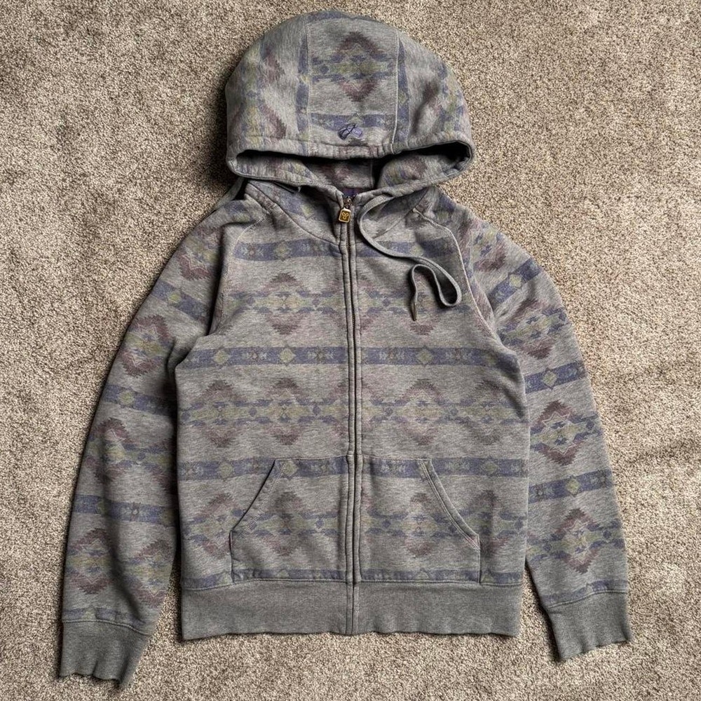 TNA HEATHER GREY "AZTEC" ZIP UP HOODIE
